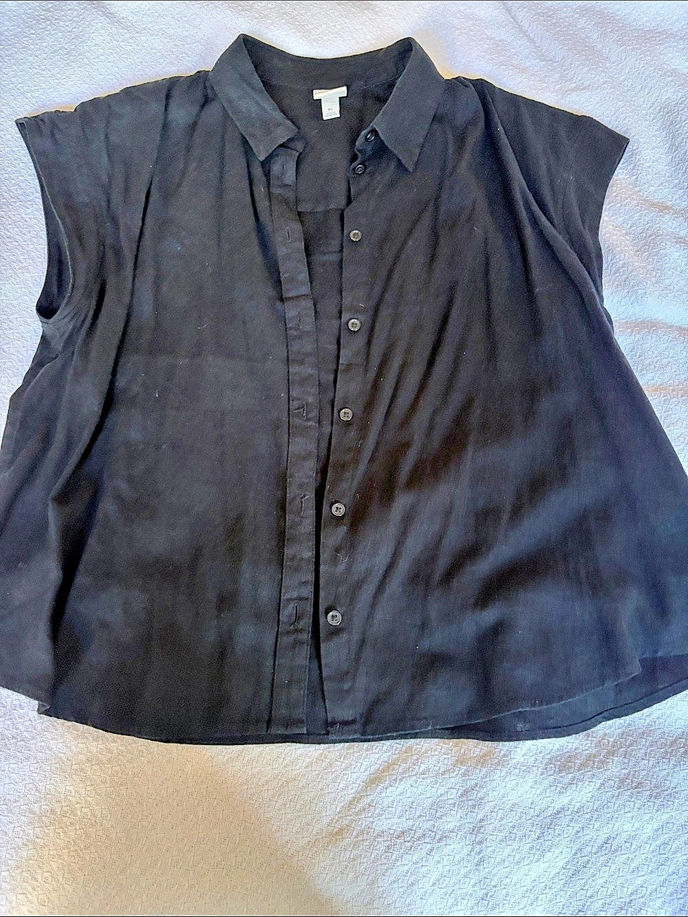 A New Day Set. Black Button Front Top Size XL Like New. Black Pant size Large